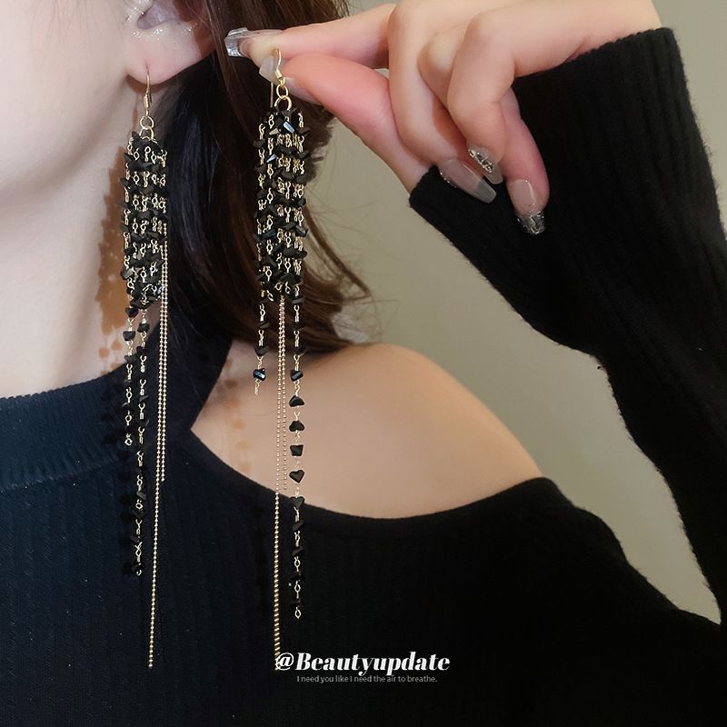 Orecchini di perline di vetro super fata, eleganti e alla moda, con personalità, design esagerato, gioielli per le orecchie, leggeri e di lusso._voghion.com