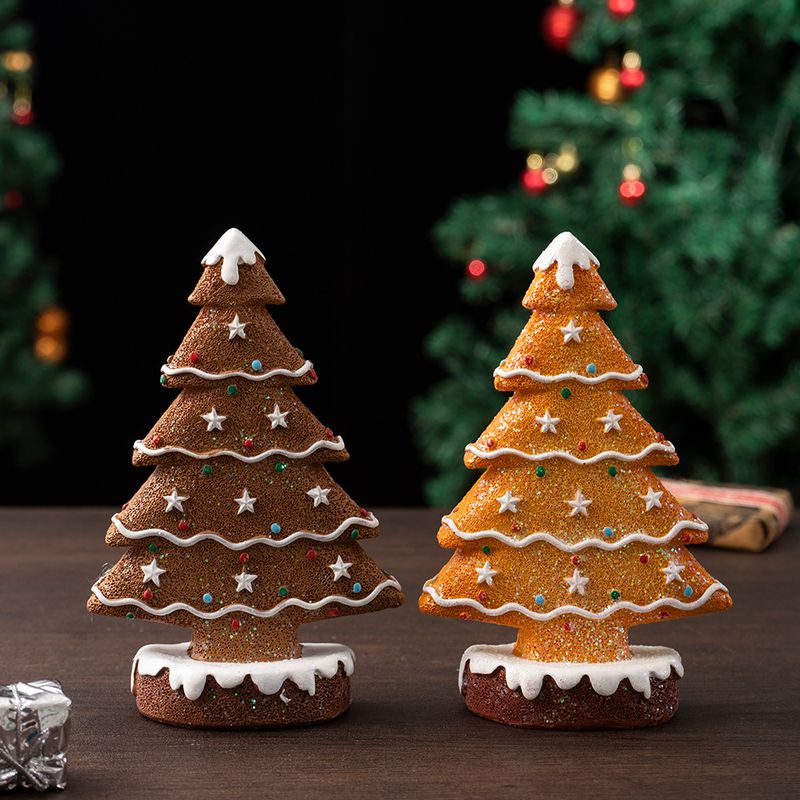 Gingerbread Christmas Tree Model Scene Decoration, Home Desktop Resin Craft Ornament For Holiday Display_voghion.com