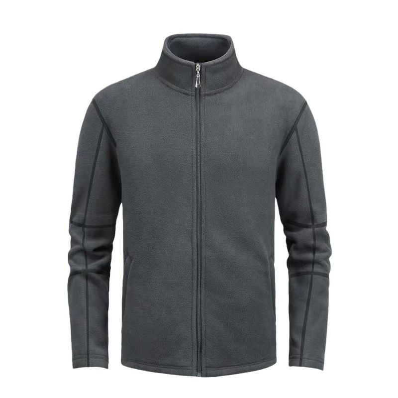 Herrenjacke mit Fleecefutter und Sherpa-Kragen – Verdickter Polyester-Reißverschlussmantel für den Winter, übergroße Freizeitoberbekleidung (Olivgrün,_voghion.com