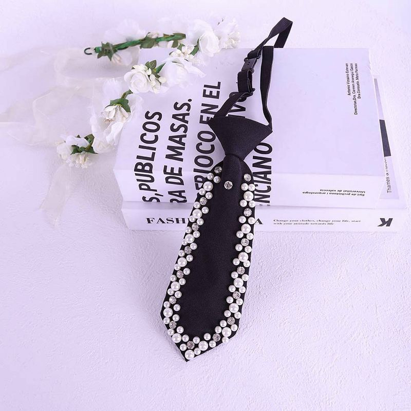 Papillon regolabile con strass neri di lusso leggero transfrontaliero, cravatta casual da donna all'ingrosso_voghion.com