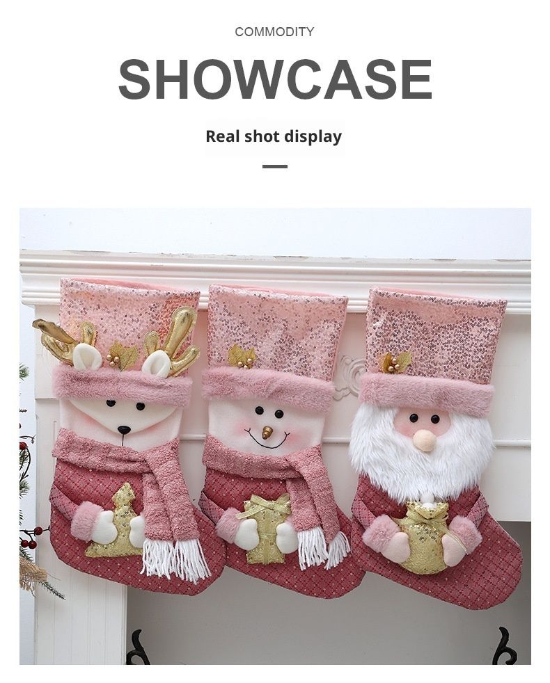 001 Qiaoding Grenzüberschreitender Weihnachtsschmuck mit Pailletten und Plüsch, z. B. als Weihnachtsstrumpf, Süßigkeitentüte oder Hängeornament für Kinder_voghion.com