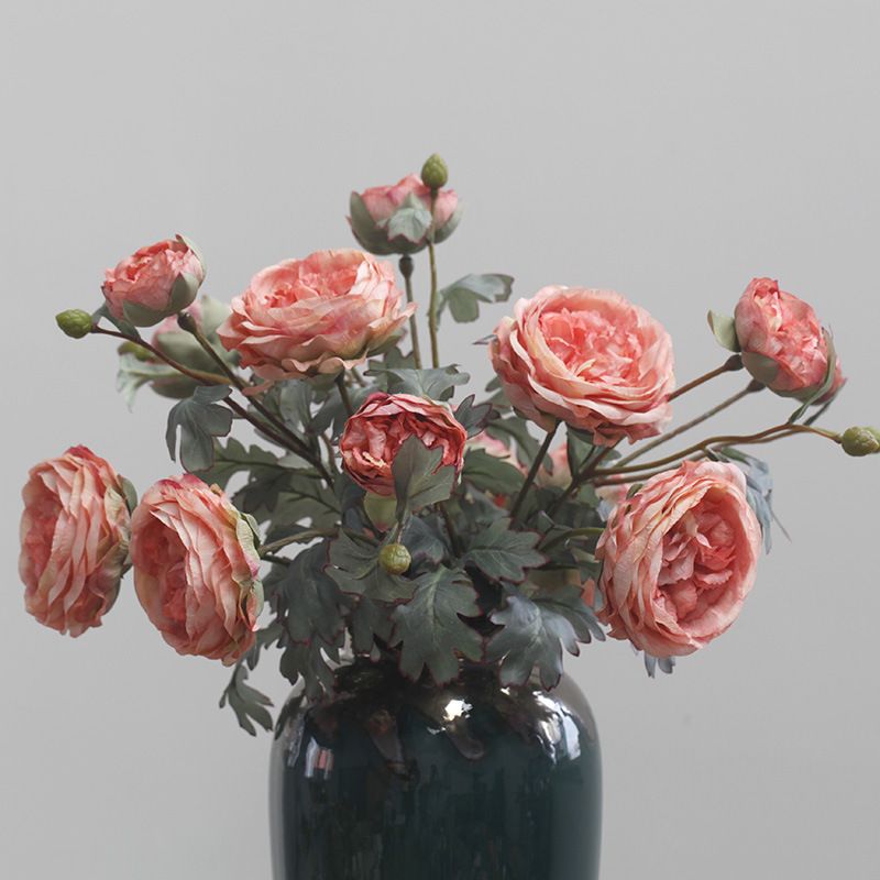 Blummen Grousshandel Imitatiounsblummen Seideblummen Botterblummen Land Lotus Retro Uelegmolerei Päonie Hochzäit Heemmodell Raumdekoratioun_voghion.com