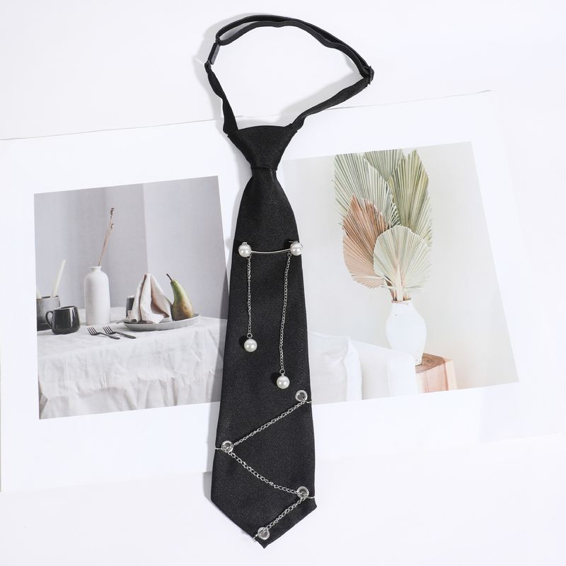 Cross-Border New Star Bowknot Chain Black No-Tie Necktie JK Women's Casual Party College Style Men's Trend_voghion.com