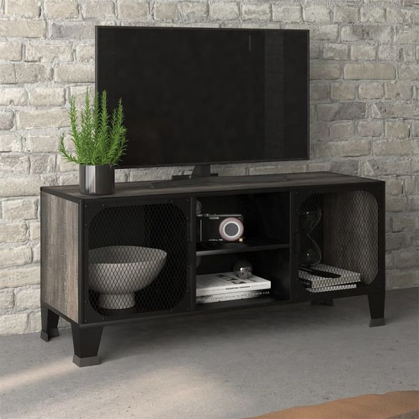 TV Stand Gray 41.3'x14.2'x18.5' Metal And MDF_voghion.com