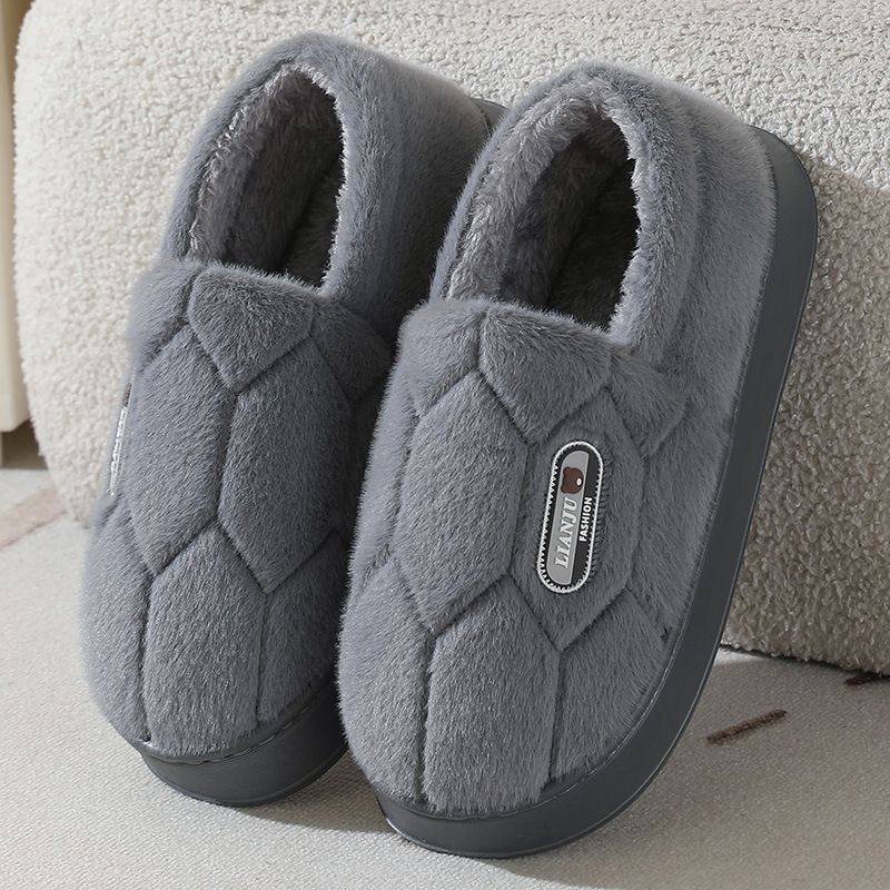 Herren-Hausschuhe mit Fleecefutter – gemütliche Winter-Hausschuhe für drinnen und draußen mit rutschfester EVA-Sohle (Grau/Beige, Größen 40-51)_voghion.com