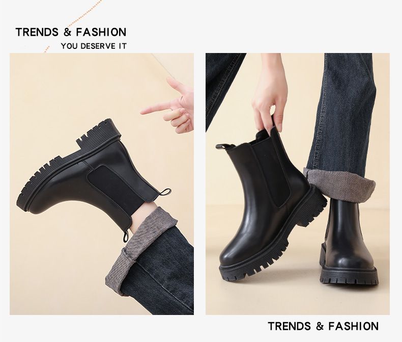 Thick Soled Martin For Women's Autumn 2024 New Hiking Boots Elevated Casual Boots Trend_voghion.com