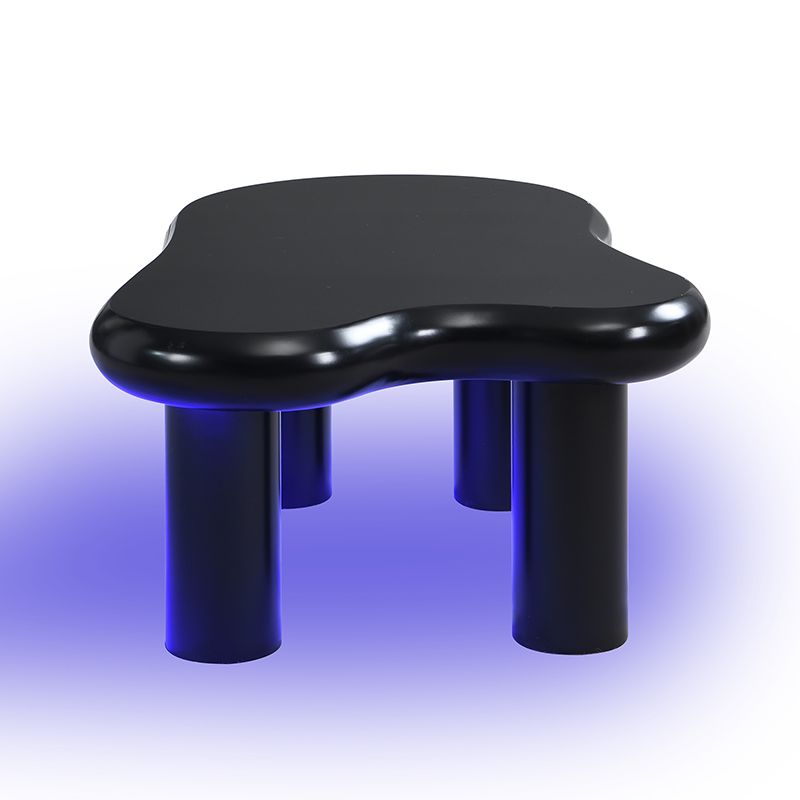 Table basse en MDF noir en forme de nuage avec éclairage LED 16 couleurs et tiroir – Table de salon moderne avec rangement_voghion.com