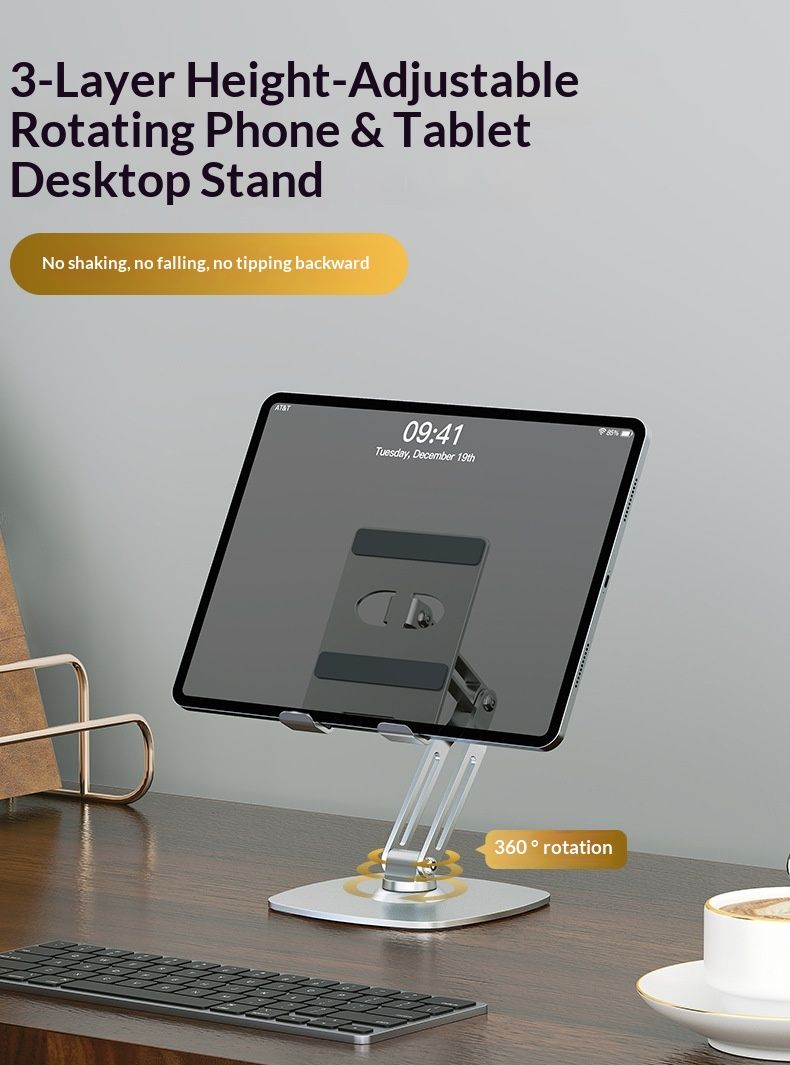 Tischständer aus Metall, drehbar, klappbar, höhenverstellbar, ideal für den Nachttisch, als Handy- oder Tablet-Halterung_voghion.com