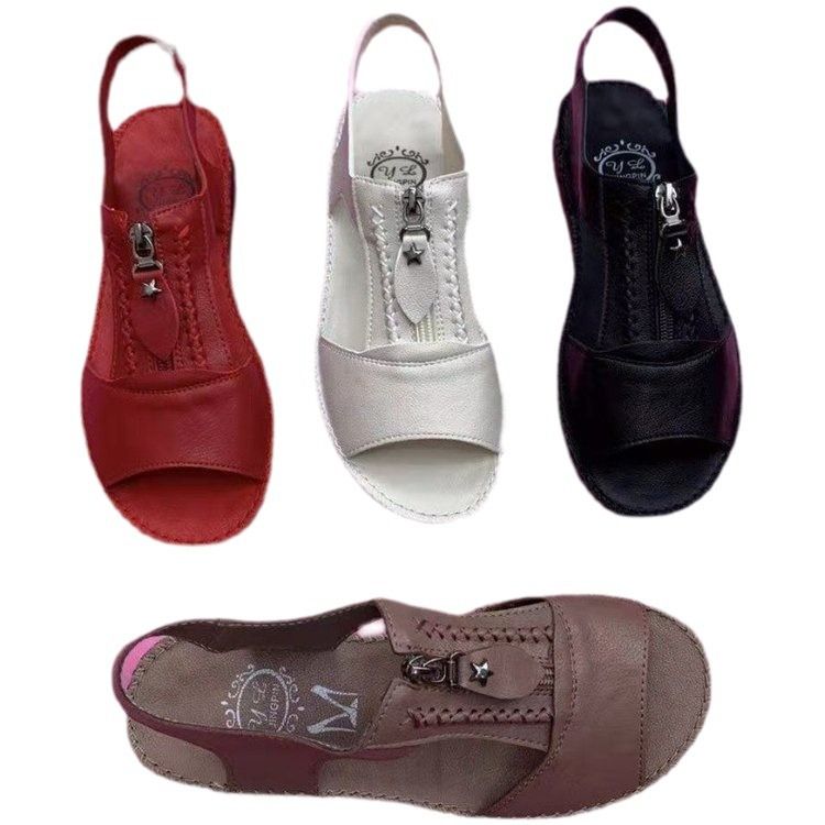 Summer New Mom Sandals Soft Flat Bottom Middle Aged Comfortable Women's Shoes_voghion.com