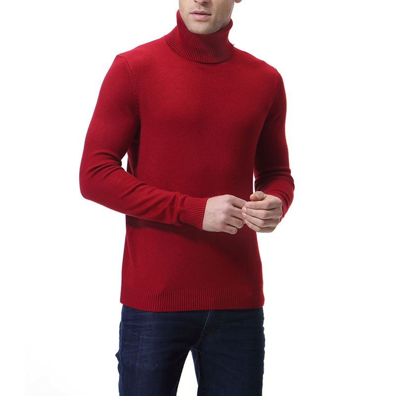Maglione da uomo in maglia a collo alto – Pullover slim fit in misto cotone (traspirante, antipiega, 6 colori classici, abbigliamento casual invernale)_voghion.com