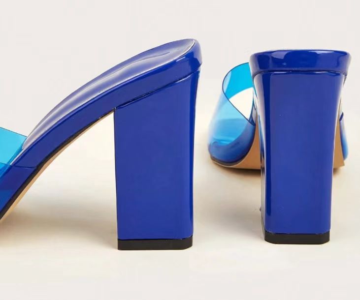 Square Head One Line High Heels Slipper Woman_voghion.com