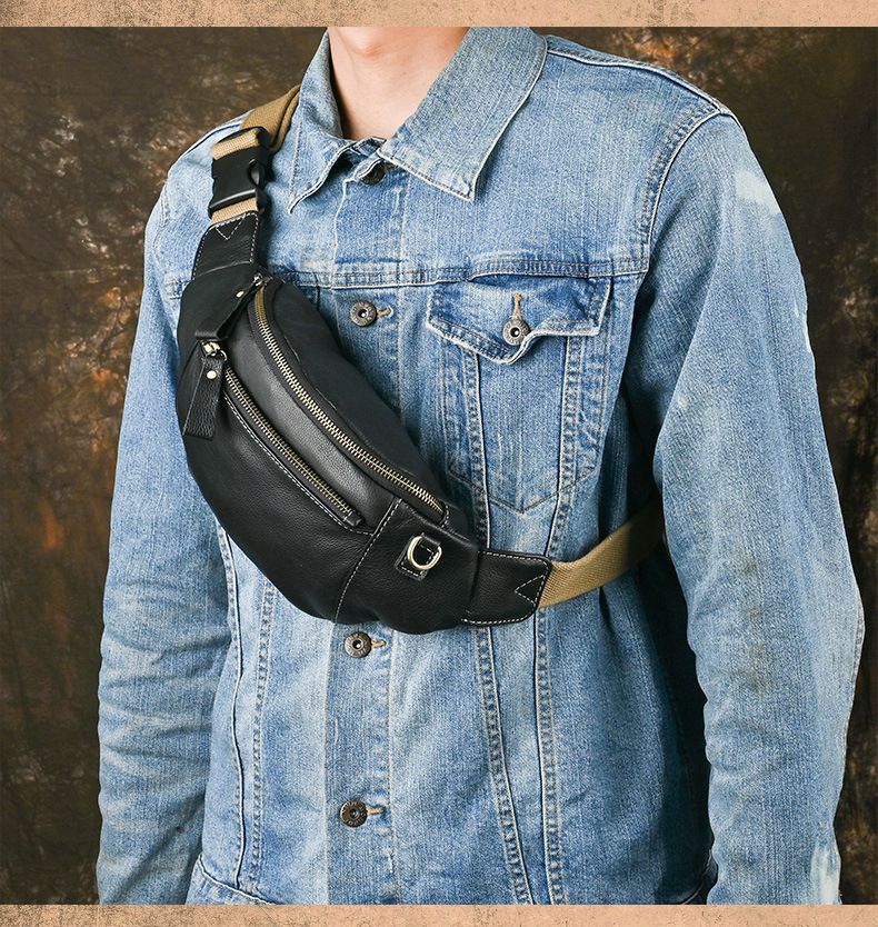 Spring And Summer New Genuine Leather Multifunctional Men's Chest Bag Cowhide Women's Waist Bag Soft Leather Shoulder Crossbody Bag_voghion.com