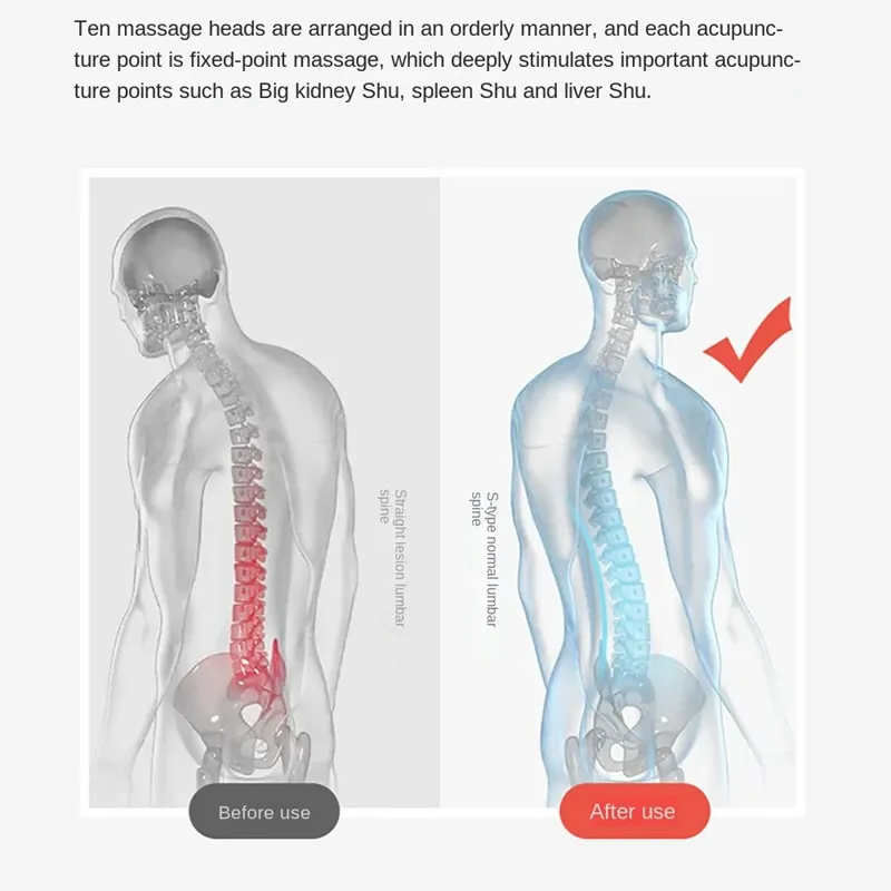 Pernă magnetică pentru masaj lombar, suport lombar moale, tracțiune, coloană vertebrală dreaptă, relaxare spate, talie, targă, dispozitiv de masaj lombar_voghion.com