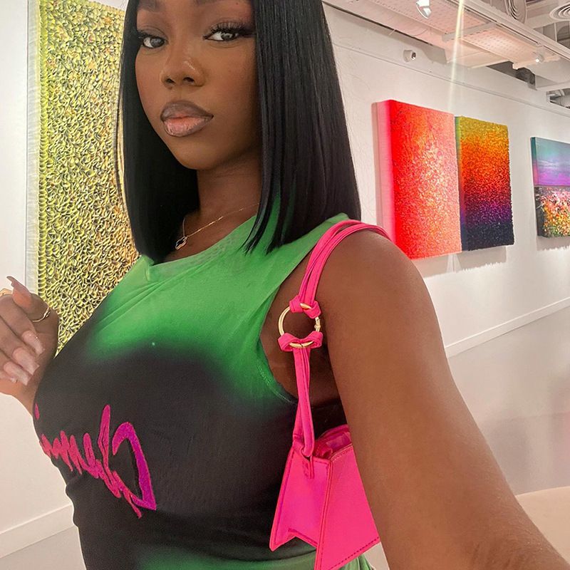 Q23TP185 Maglietta senza maniche con stampa tie-dye, a maniche corte, da donna, estate 2025, nuova moda_voghion.com