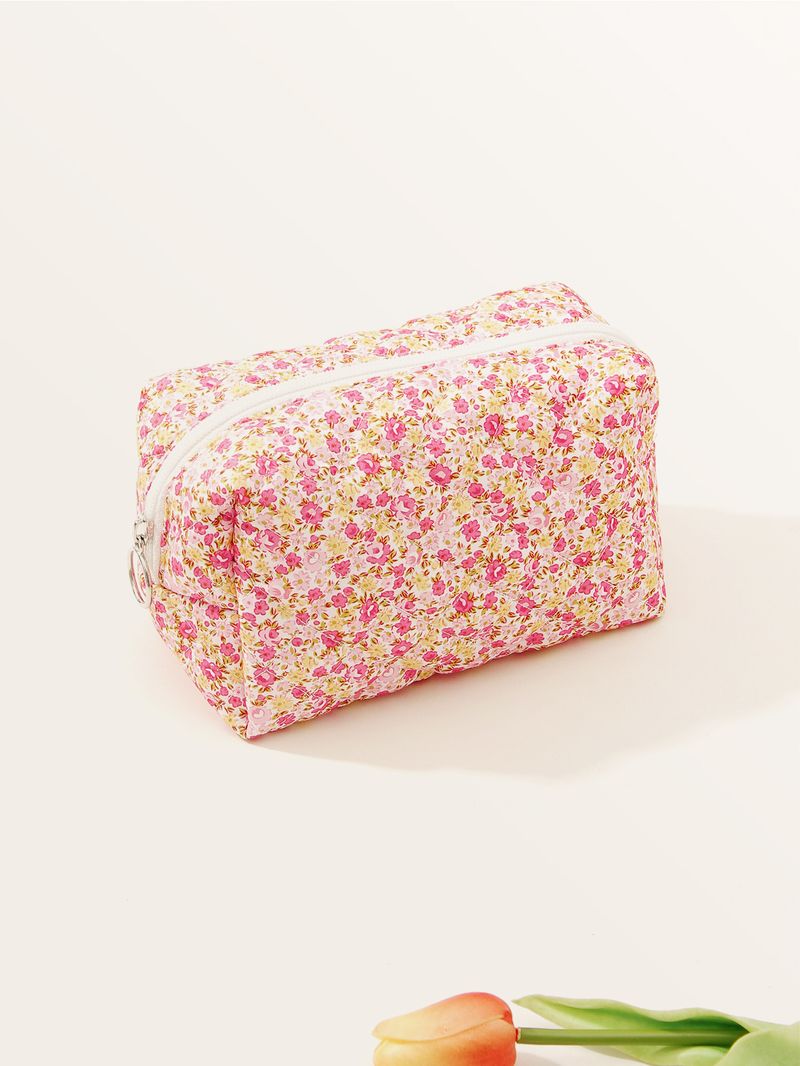Baumwolle Reise Blume Kosmetik Tasche Kleine Floral Lagerung Tragbare Stepp Baumwolle Ins Gepäck_voghion.com