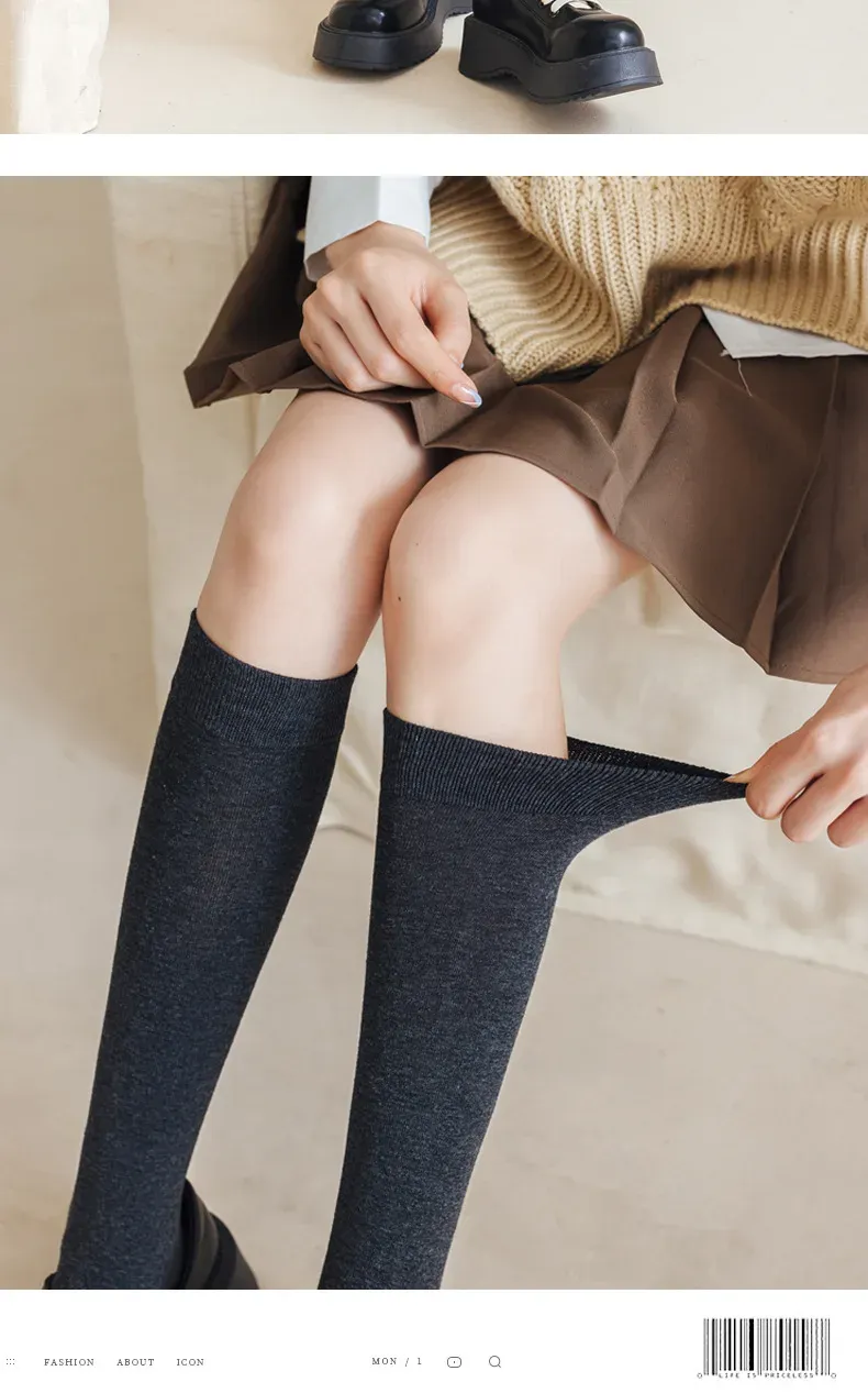Girls Cotton Long Women Spring Autumn Thigh High Ladies Stockings Fashion School Uniform Socks_voghion.com