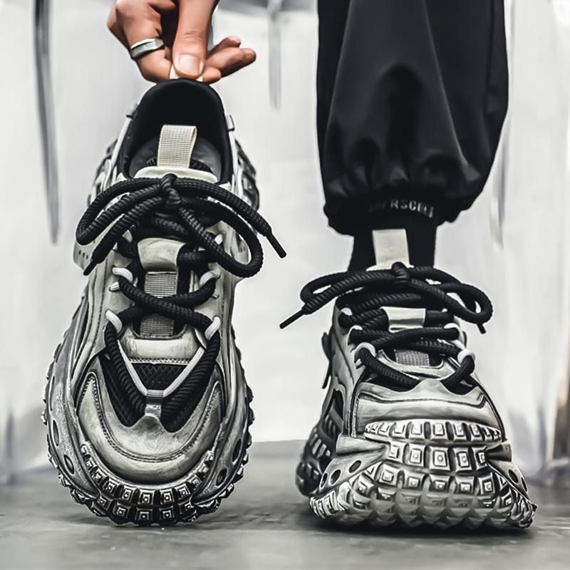 Spring New Breathable Mesh Youth Sports Men's Trendy Versatile Tire Thick Sole Dad Shoes Men_voghion.com