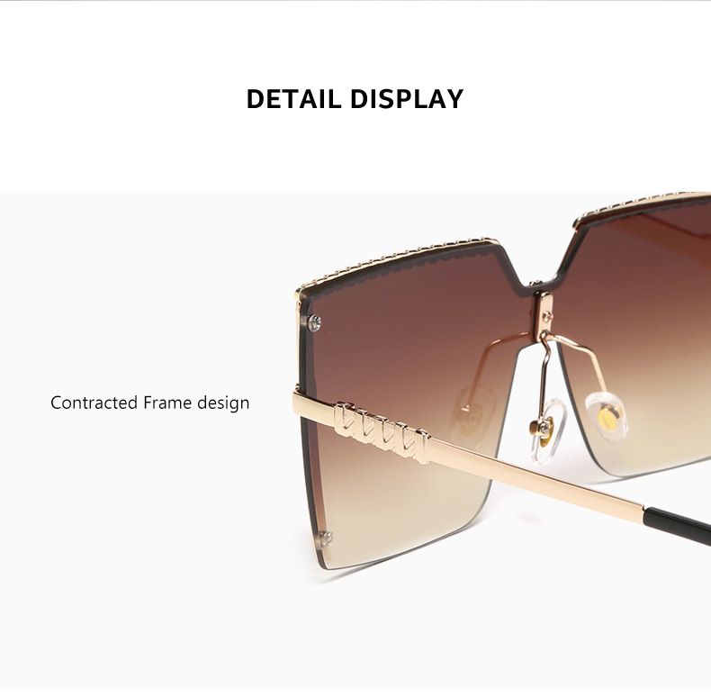 Square Half Frame Sunglasses For Women - Large Gradient UV400 (Class 3, Fashionable)_voghion.com