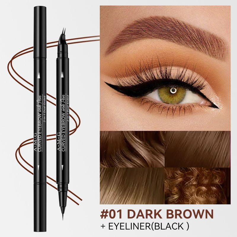 AMG Çift Başlıklı Eyeliner ve Çatal Kaş Kalemi - Suya Dayanıklı, Terlemeye Dayanıklı, Bulaşmaya Dayanıklı, Belirgin Kaş Kalemi_voghion.com