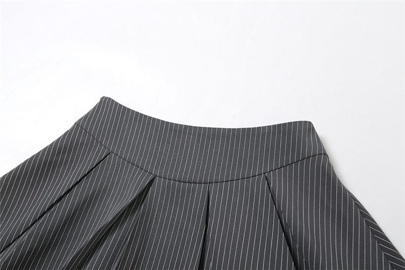 Damenbekleidung Sommer neue Damenbekleidung einfarbig locker langärmeliges Hemd modischer Rockanzug mit hoher Taille_voghion.com