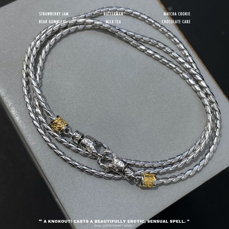 Tang Grass Pattern Double Button Head Dragon Bone Necklace For With Unique Design Sense Autumn/Winter Sweater Chain_voghion.com