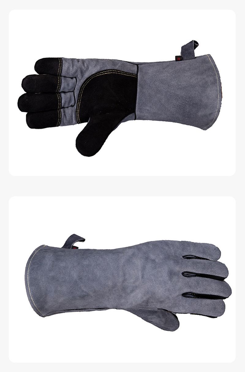 Guanti da saldatura in pelle bovina resistenti all'usura e al calore per barbecue, guanti di protezione del lavoro estesi e ispessiti_voghion.com