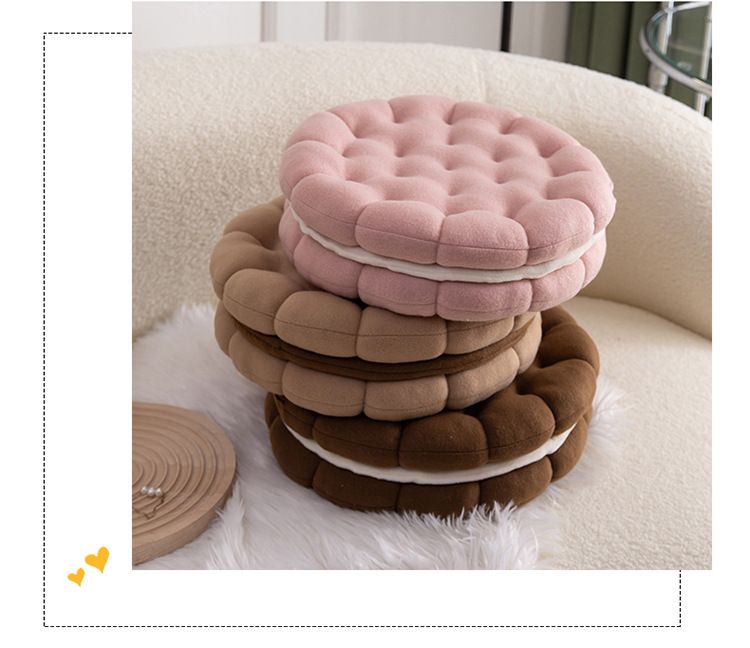 Irregular Plush Cartoon Cushion Lumbar Support Bed Headrest Fun Sandwich Biscuit Sofa Throw Round Pillow_voghion.com