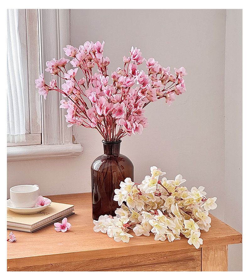Rami di fiori di pesco artificiali, steli di fiori di ciliegio finti per decorazioni nuziali, centrotavola per la casa, regali di lusso per l'esposizione in soggiorno_voghion.com