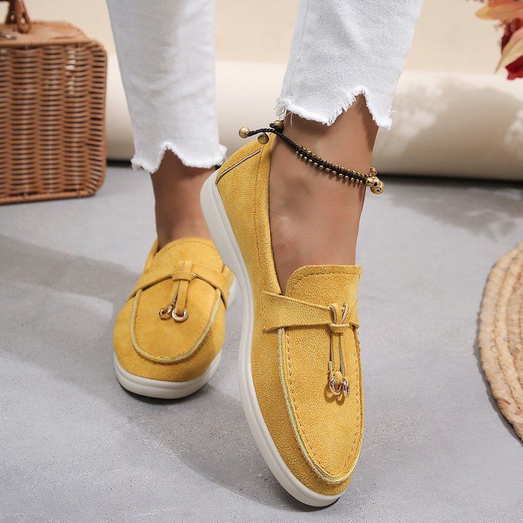 Large size for women 2024 season new British style flat casual single shoes, one foot kick bean shoes_voghion.com