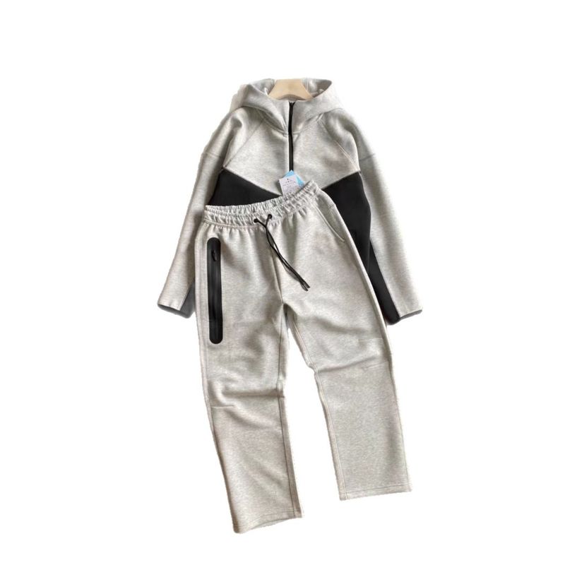 2025 New Men's Color Block Hooded Jacket 54 Loose Wide-Leg Pants 61 Casual Sports Set_voghion.com