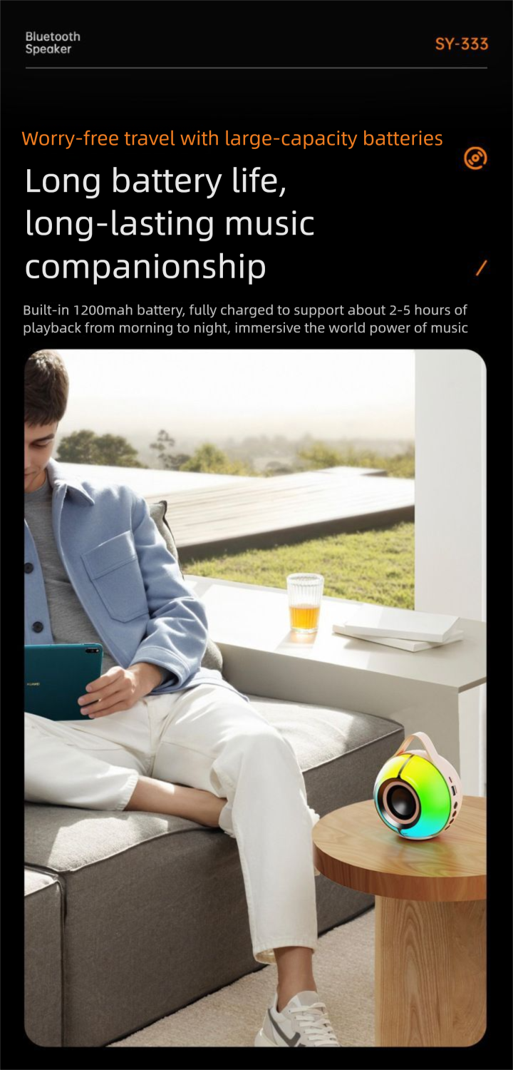 SY-333RGB Colorful Light Bluetooth Speaker Portable Outdoor Desktop Subwoofer Wireless Audio Card Slot USB Flash Drive_voghion.com