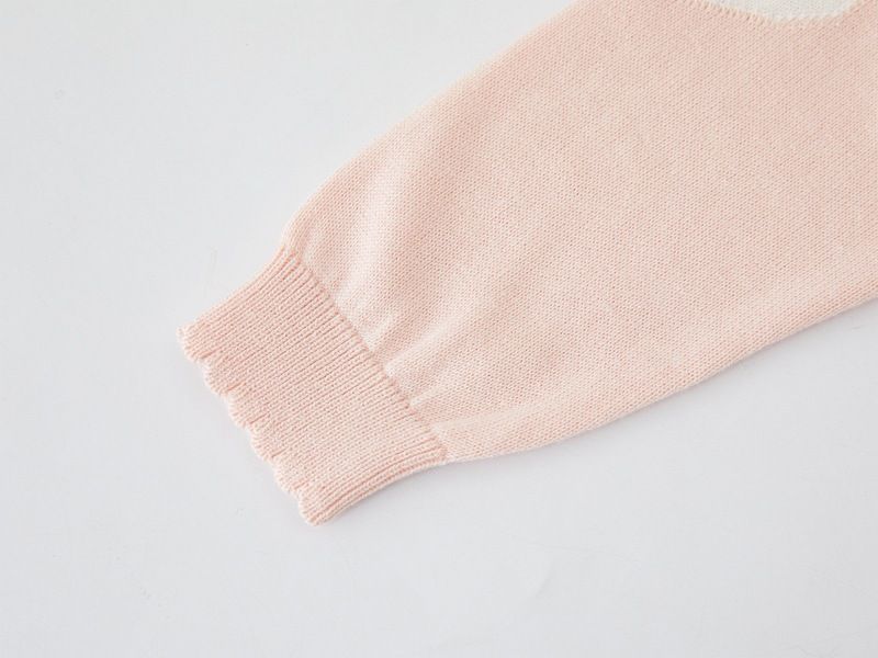 Cardigan en tricot à découpes cœur pour fille – 100 % coton, léger et confortable (90-140 cm, blanc/rose, sécurité classe A)_voghion.com