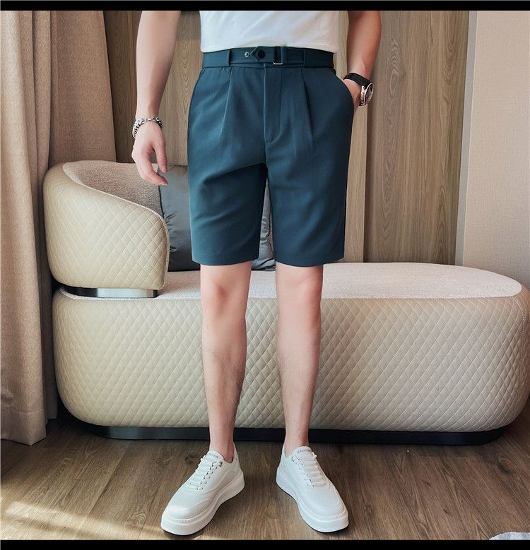 Wholesale men's summer shorts Korean version slim-fitting pinstriped casual five-point pants fashionable youth non-ironing men's pants_voghion.com