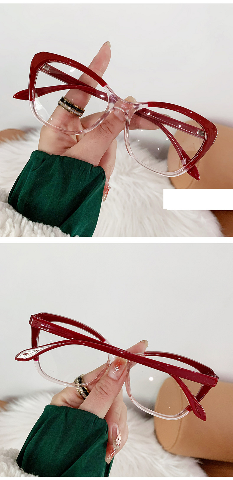 Lunettes unisexes à la mode, anti-bleues, à changement de couleur, verres plats œil de chat avec monture amincissante_voghion.com