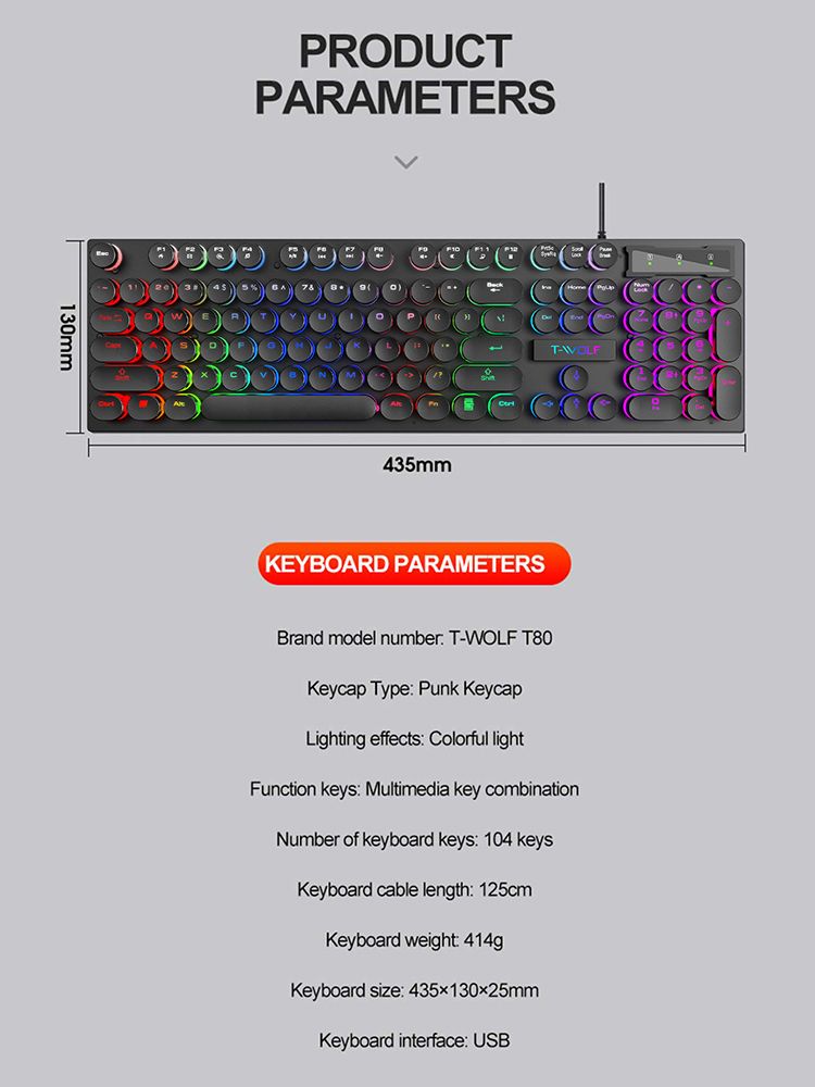 Shadow Mechanical Feeling, Keyboard, Desktop Computer, Laptop, Esports Game, Illuminated Wired Keyboard_voghion.com