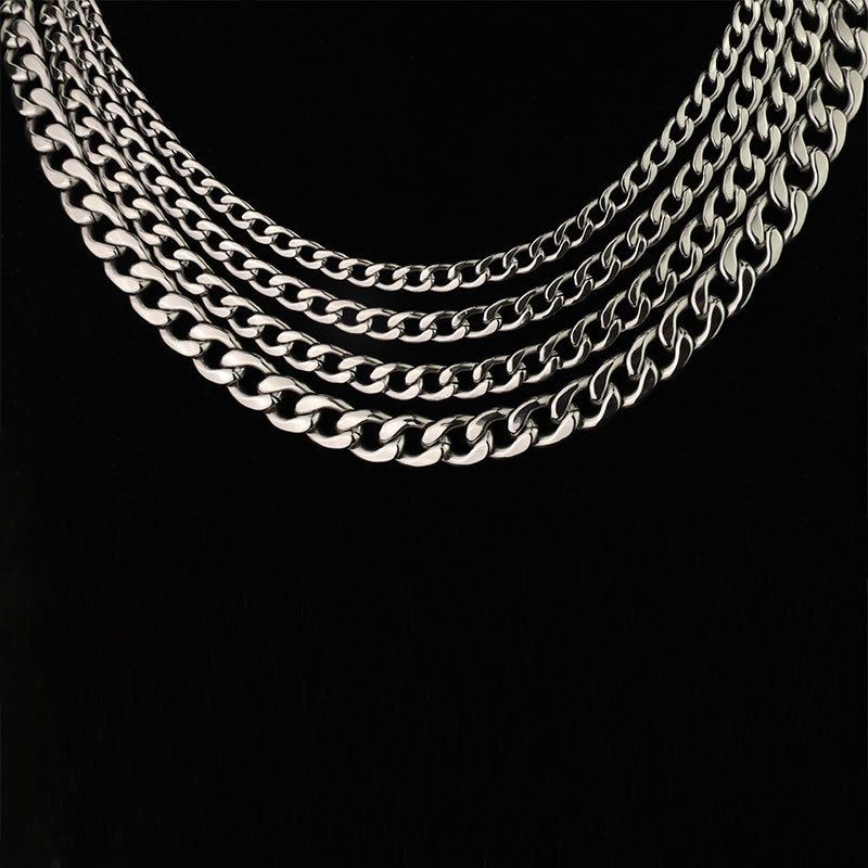 Collana hip-hop con catena cubana in acciaio inossidabile, alla moda, resistente allo sbiadimento, per uomo e donna._voghion.com
