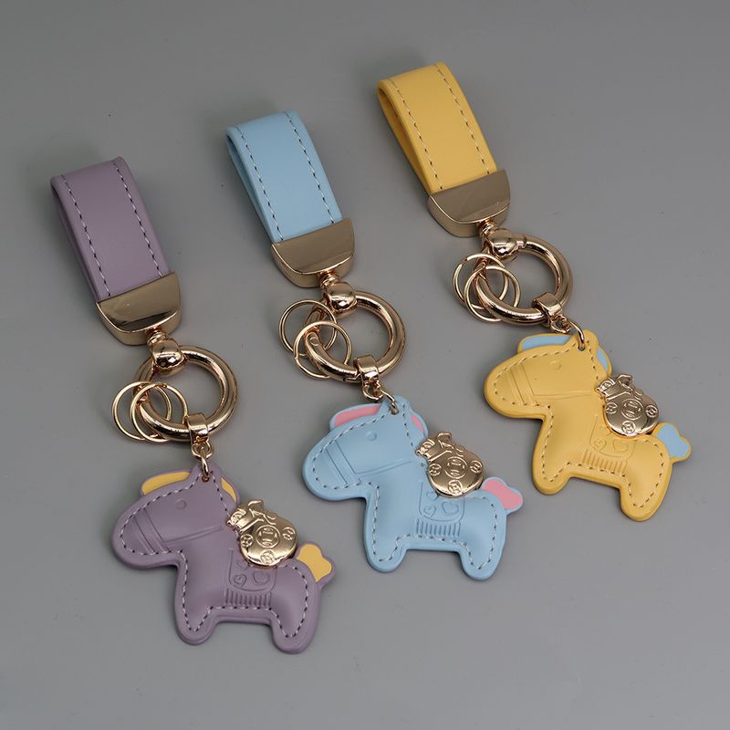 Immediately Get Rich Bracelet Keychain Leather Cartoon Pony Pendant Couple Bag Net Celebrity Car Keychain_voghion.com