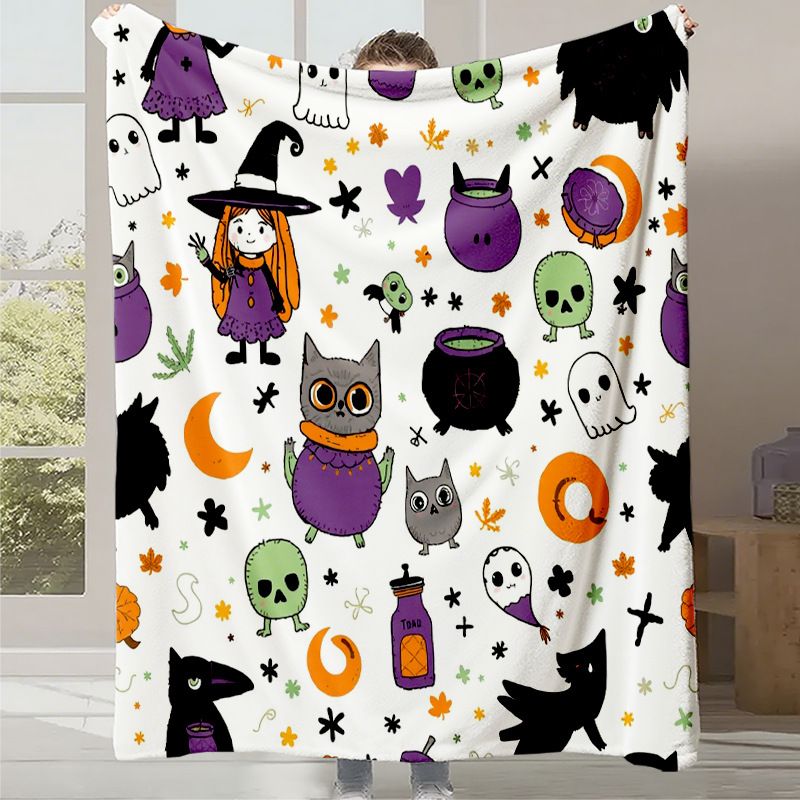 Digital Printed Flannel Halloween Blanket_voghion.com
