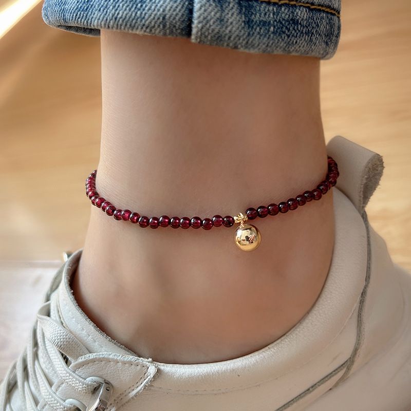 Natürlicher Granat für Mädchen 2022 Neue High-End-Nischendesign-Schmuck-Fußkettchen-Fußkette_voghion.com