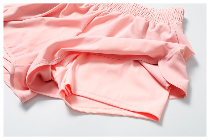 Pantaloncini da yoga a vita alta con fodera integrata, pantaloncini da allenamento traspiranti ad asciugatura rapida per donna, pantaloncini da corsa senza cuciture con design che solleva i glutei_voghion.com