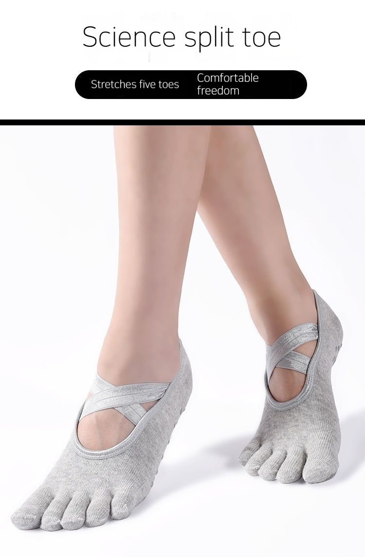 Pilates Five Finger Professional Non Slip Summer Yoga Socks_voghion.com