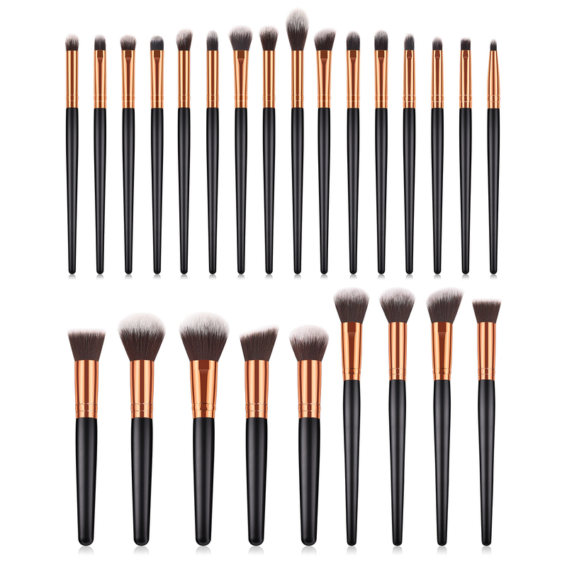 Set di pennelli per trucco da 25 pezzi, pennello per cipria, pennello per fard, pennello per ombretto, strumenti per trucco in oro nero GUJHUI_voghion.com