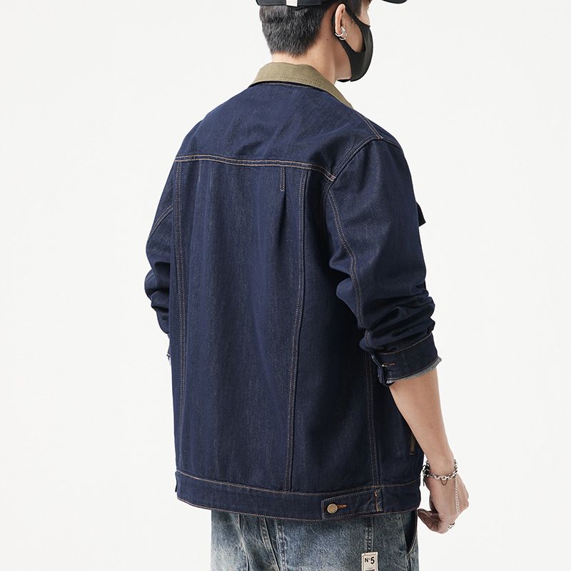 Jachetă de primăvară nouă de mărime mare pentru bărbați, nu se estompează, culoare primară, jachetă din denim, jachetă pentru bărbați, jachetă de vacă originală cu rever, potrivită pentru culori_voghion.com