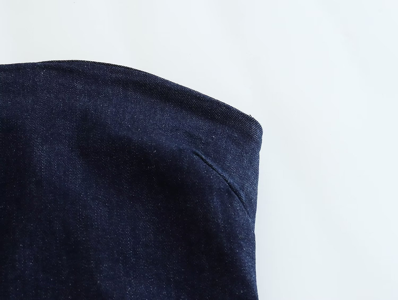 novo estilo de vestido jeans com zíper traseiro e envolto no peito para mulheres_voghion.com