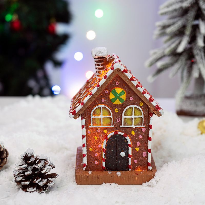 Gingerbread Man Christmas Ornament, Home Party Atmosphere Small House Resin Decoration For Festive Display_voghion.com