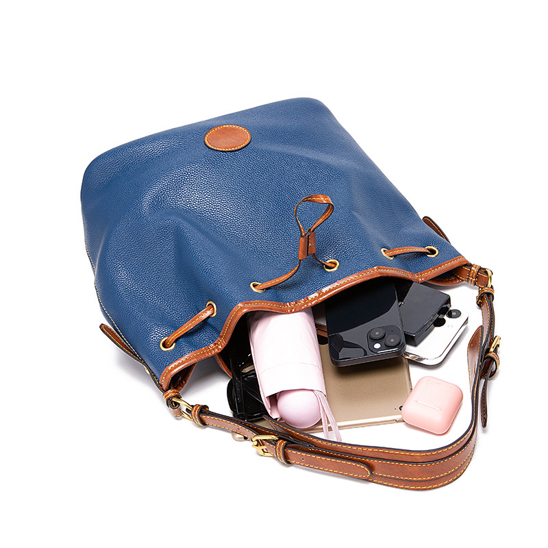 2023 New Hot Sale Retro Pebble Litchi Grain Pattern Fashion Shoulder Bag Versatile Commuting Portable Bucket Women's Bag_voghion.com