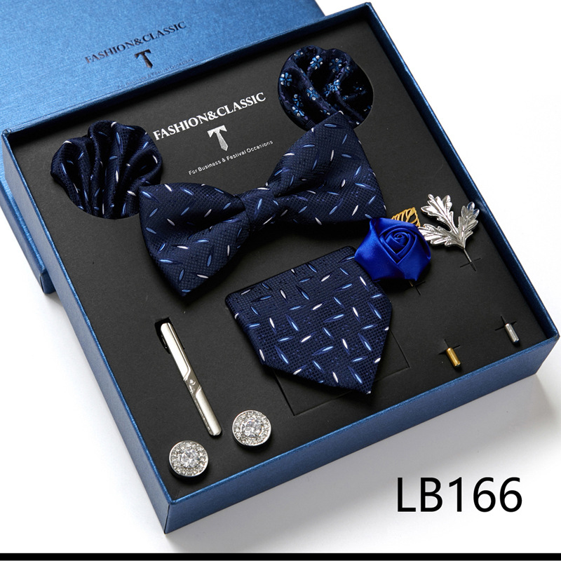 Men's Ties & Handkerchiefs fashionable business solid color flower tie square scarf 8-piece combination set_voghion.com