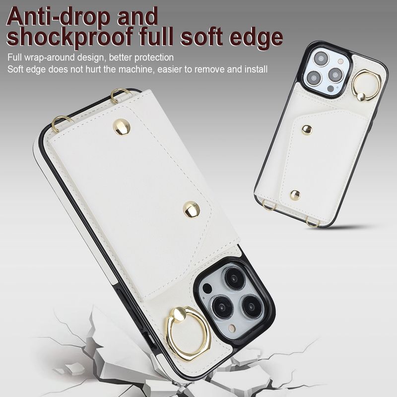 Custodia a tracolla per iPhone 16, custodia protettiva con cerniera, custodia in pelle per iPhone 15 Pro Max._voghion.com