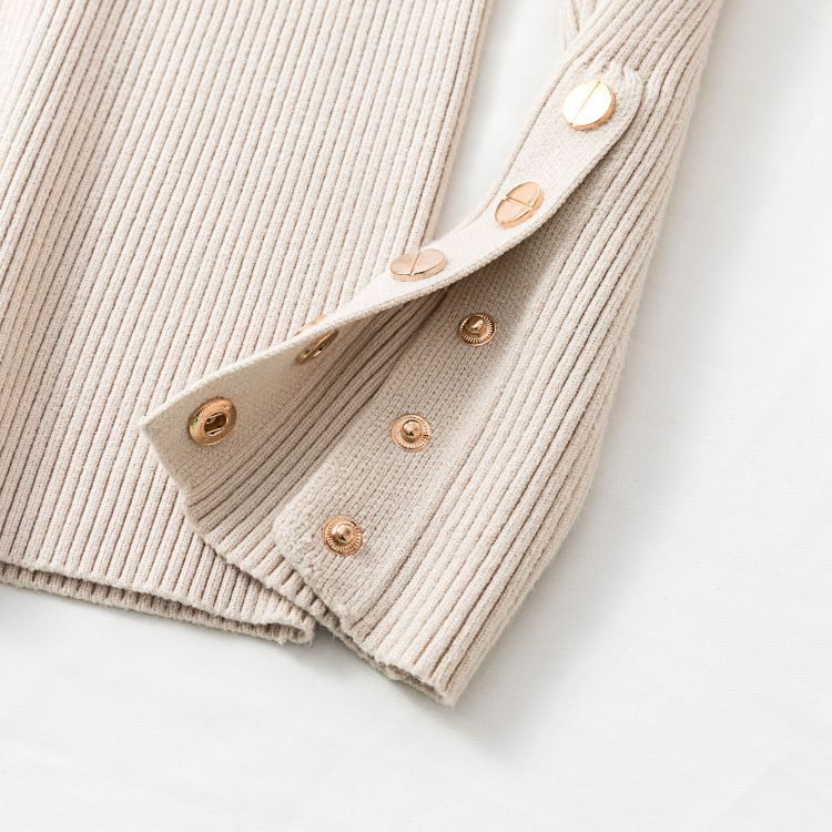Damen Rundhals Langarm Strickpullover Slim Fit Kurzer Pullover Top Lässiger Leichter Herbst Rollkragen_voghion.com