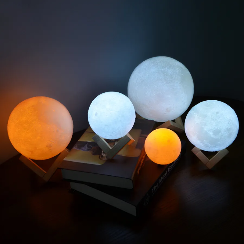 Veilleuse LED Lune étoilée – Batterie/USB, support, cadeau pour enfants, décoration de chambre en Europe_voghion.com